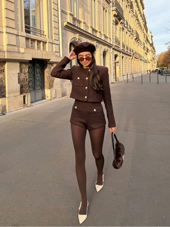 MAJORELLE Pants - NEW MAJORELLE Riah Hot Shorts Chocolate Brown High-Rise Tweed Mini Shorts Medium